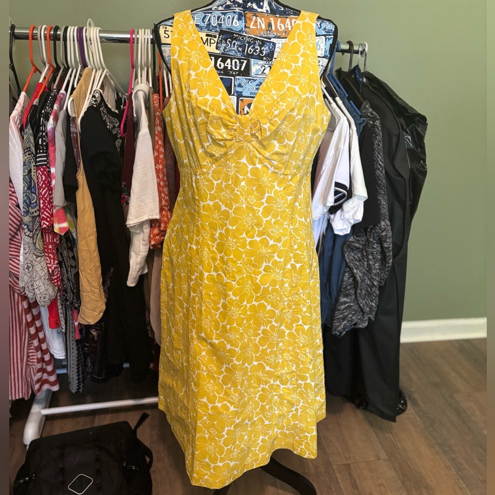 Boden Yellow Floral Midi Dress